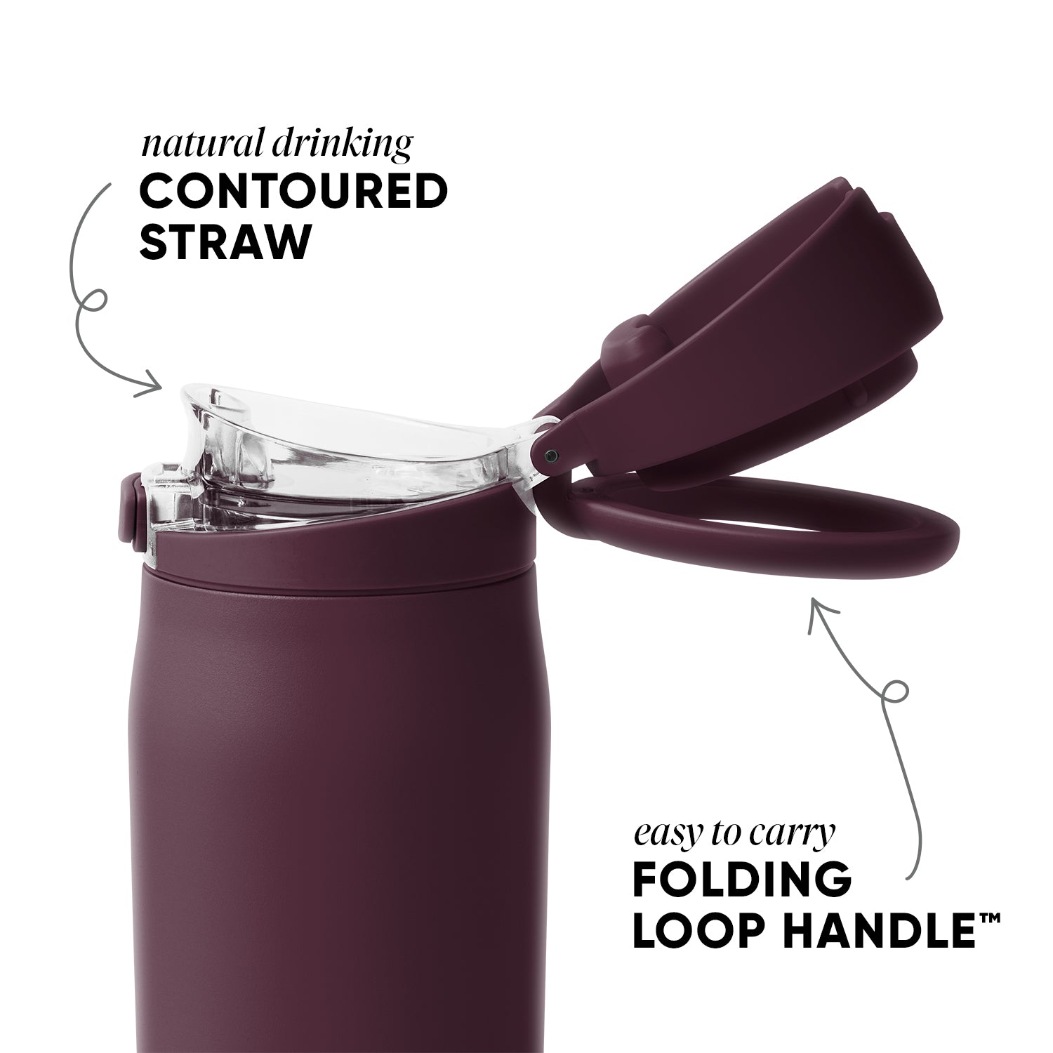 Simple Modern Mesa Loop Water Bottle with Straw | 30oz Cup Holder Friendly Insulated Stainless Steel Bottles for Travel. Sports and School | Cherry Wine - Image 2