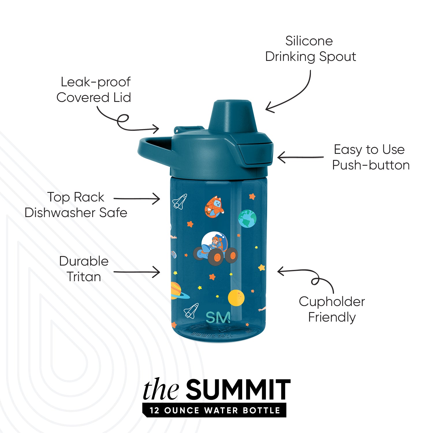 Summit Kids Plastic Water Bottle with Simple Flip Straw Lid - Image 2